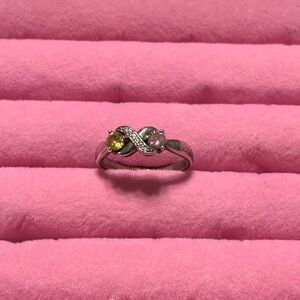 Sterling Silver Infinity Ring with Yellow and Pink cz size 8